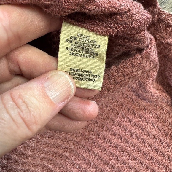 Gimmicks Waffle Knit Henley Top XS Velvet Sleeve Boho - Picture 4 of 7